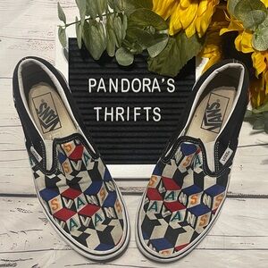 Vans Geometric Checker Cube Pattern Slip-On Shoes Size Preowned Size 8 women